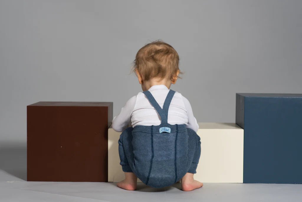 Silly Silas Footless Steel Blue Blend Cotton Tights-FLSBLUE_COTTON - Lille Univers