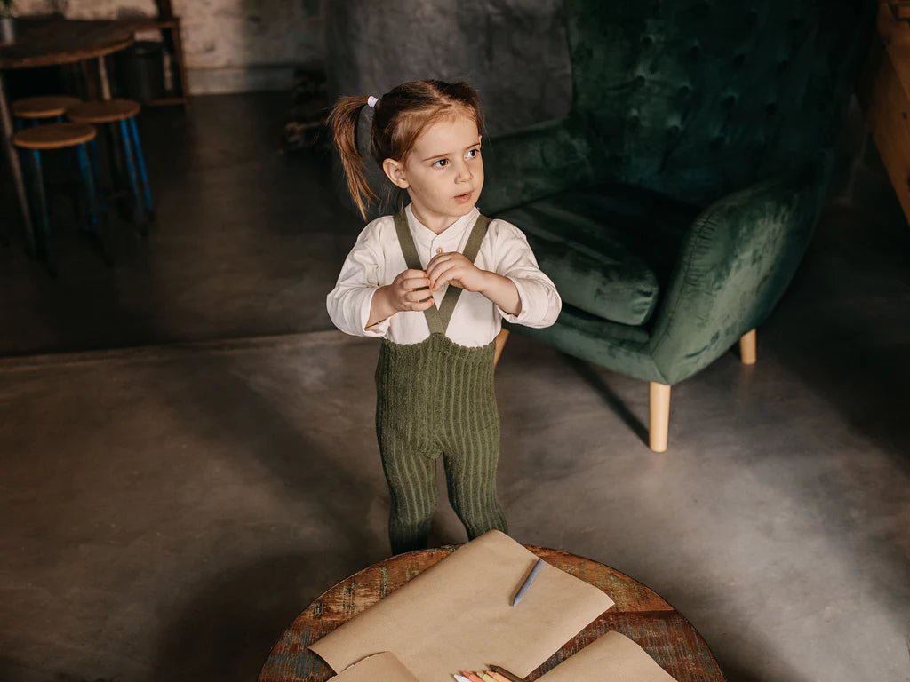 Silly Silas Granny Teddy Olive Footed Tights-TGWOLIVE_COTTONBLEND - Lille Univers
