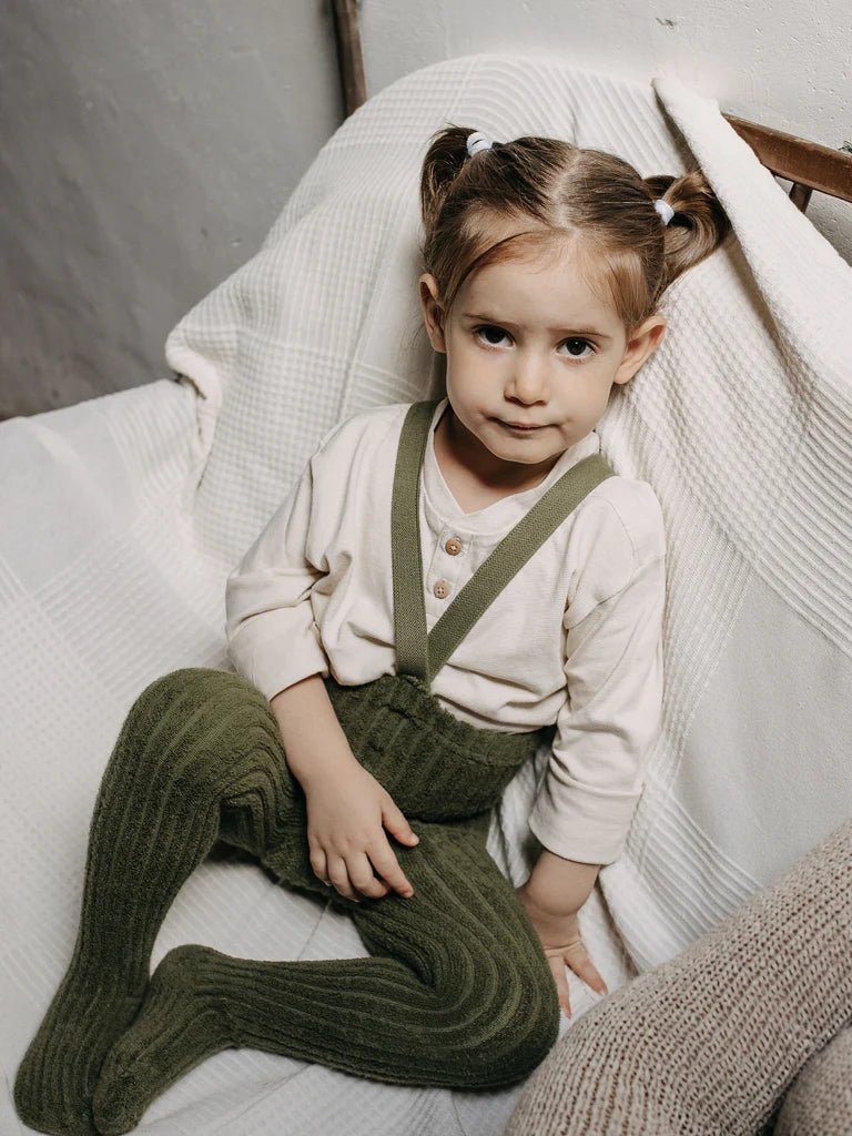 Silly Silas Granny Teddy Olive Footed Tights-TGWOLIVE_COTTONBLEND - Lille Univers