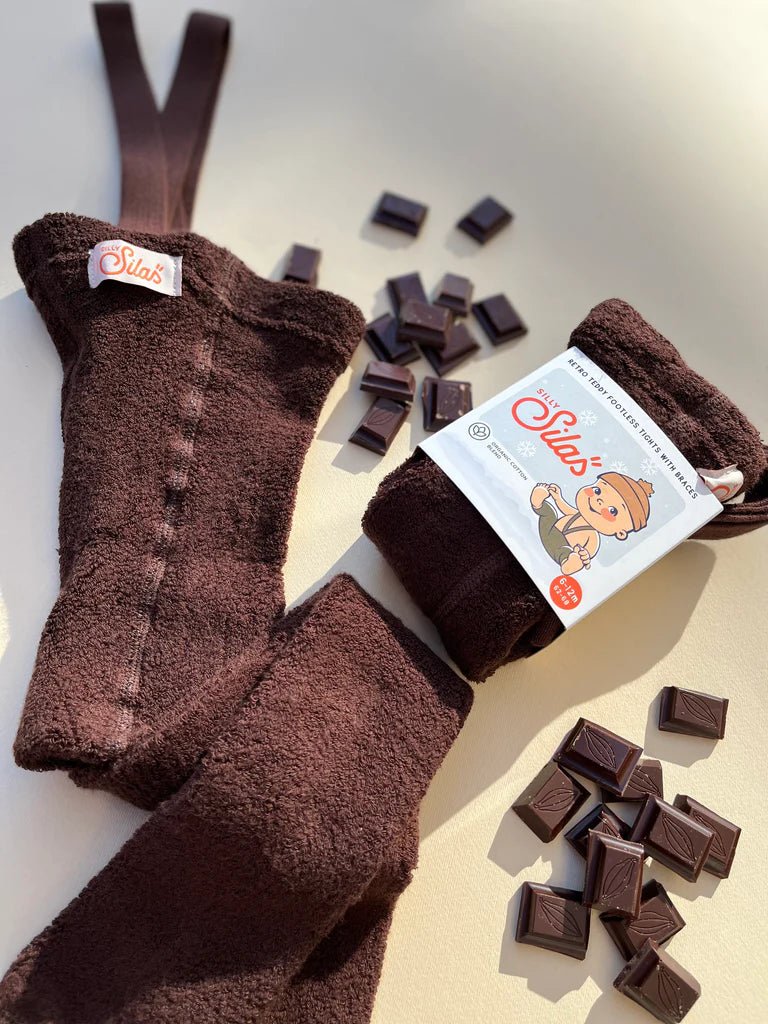 Silly Silas Teddy Chocolate Footless Tights-TFCHOCBR_COTTONBLEND - Lille Univers