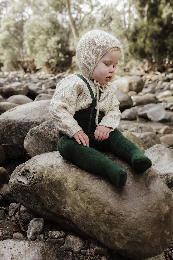 Silly Silas Teddy Dark Forest Green Footed Tights-TWDFGRE_COTTONBLEND - Lille Univers