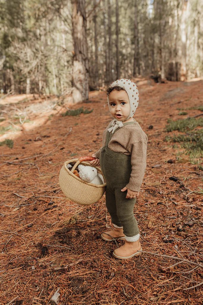 Silly Silas Teddy Olive Footless Tights-TFOLIVE_COTTONBLEND - Lille Univers