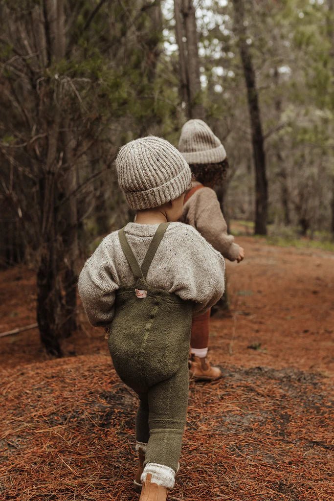 Silly Silas Teddy Olive Footless Tights-TFOLIVE_COTTONBLEND - Lille Univers