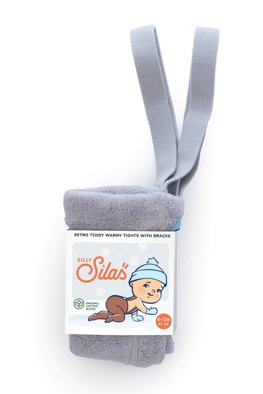 Silly Silas Teddy Pearl Grey Footed Tights-TWPGREY_COTTONBLEND - Lille Univers