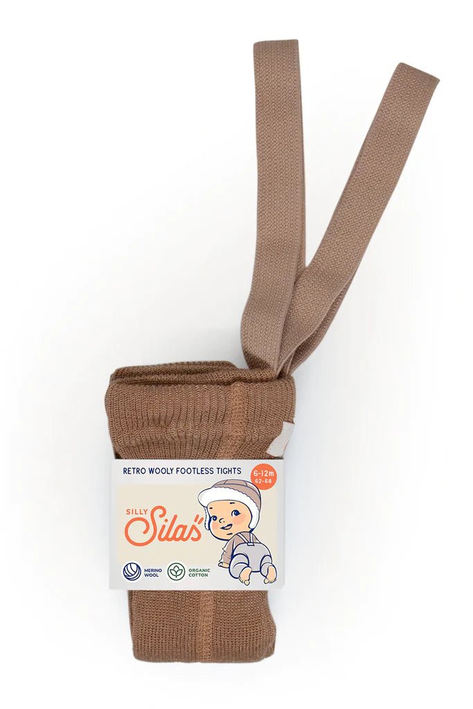 Silly Silas Wooly Cappuccino Footless Tights-WFLBROWN_WOOL - Lille Univers