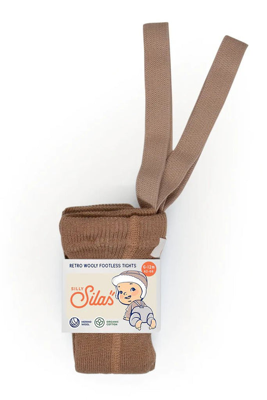Silly Silas Wooly Cappuccino Footless Tights-WFLBROWN_WOOL - Lille Univers