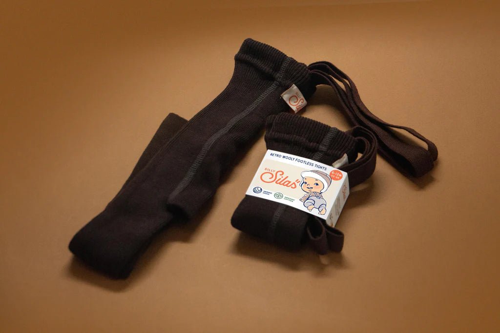 Silly Silas Wooly Espresso Footless Tights-WFCHOCBR_WOOL - Lille Univers