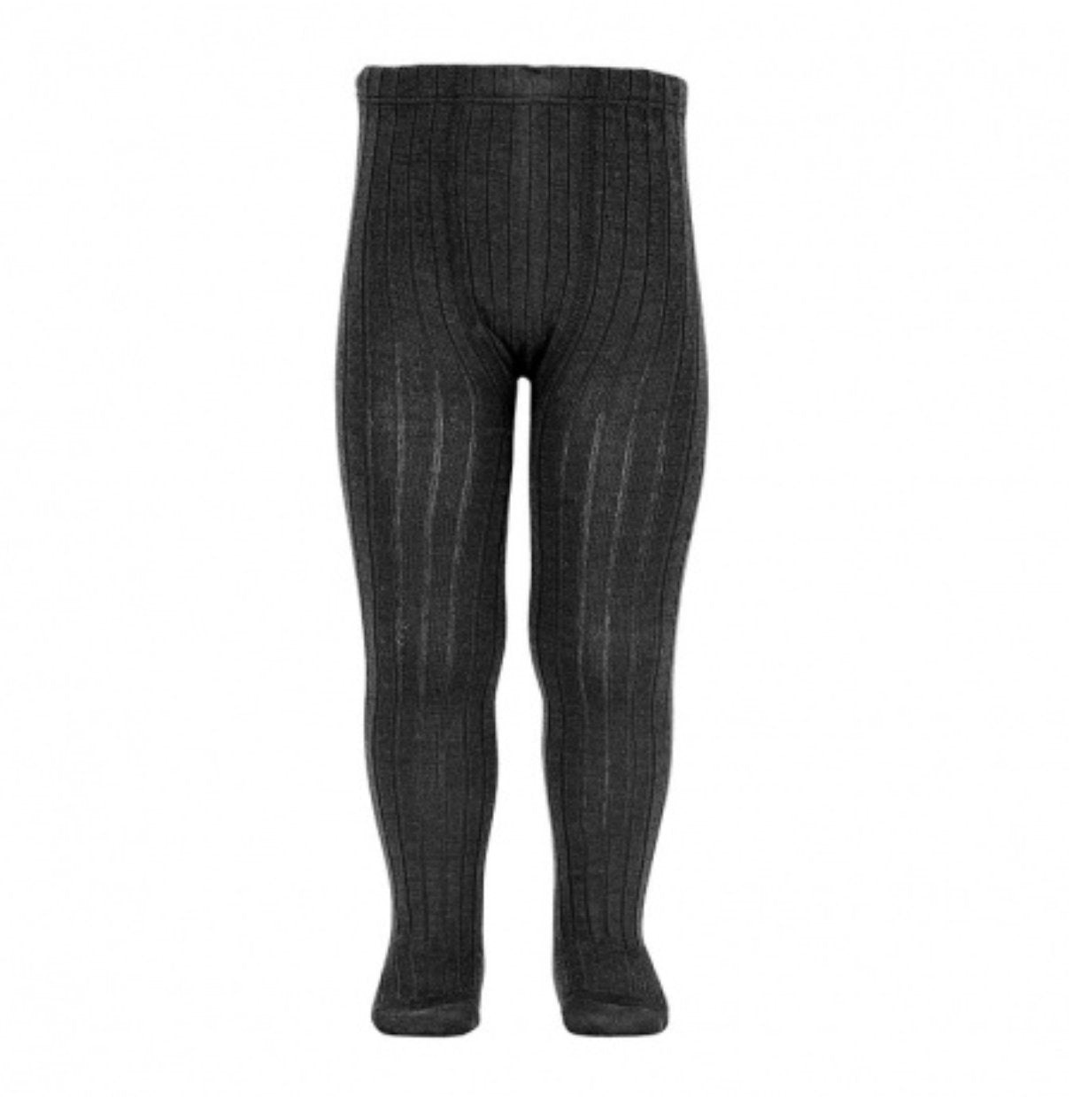 Condor Merino wool - blend rib tights BLACK - 12161_900 - Lille Univers