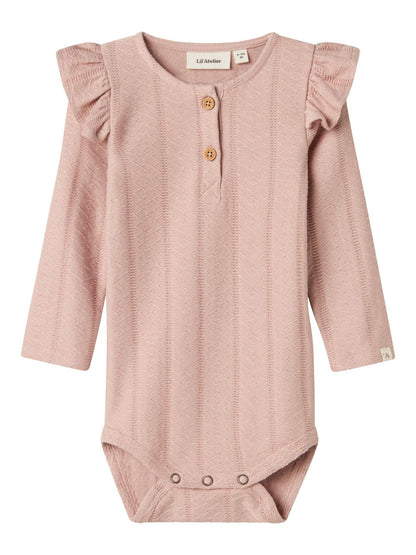 LIL' ATELIER BABY LONG SLEEVED ROMPER - 13233749_ShadowGray - 1 - Lille Univers