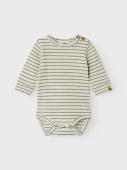 LIL' ATELIER BABY LONG SLEEVED ROMPER - 13237718_Birch_1155515 - Lille Univers