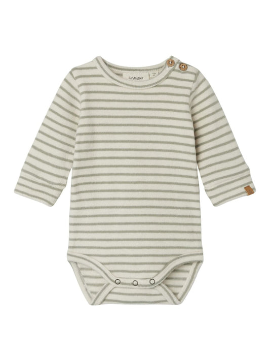 LIL' ATELIER BABY LONG SLEEVED ROMPER - 13237718_Birch_1155515 - Lille Univers