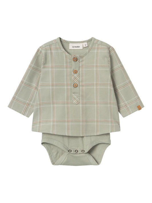 LIL' ATELIER BABY ORGANIC COTTON SHIRT - 13234275_Seagrass - Lille Univers