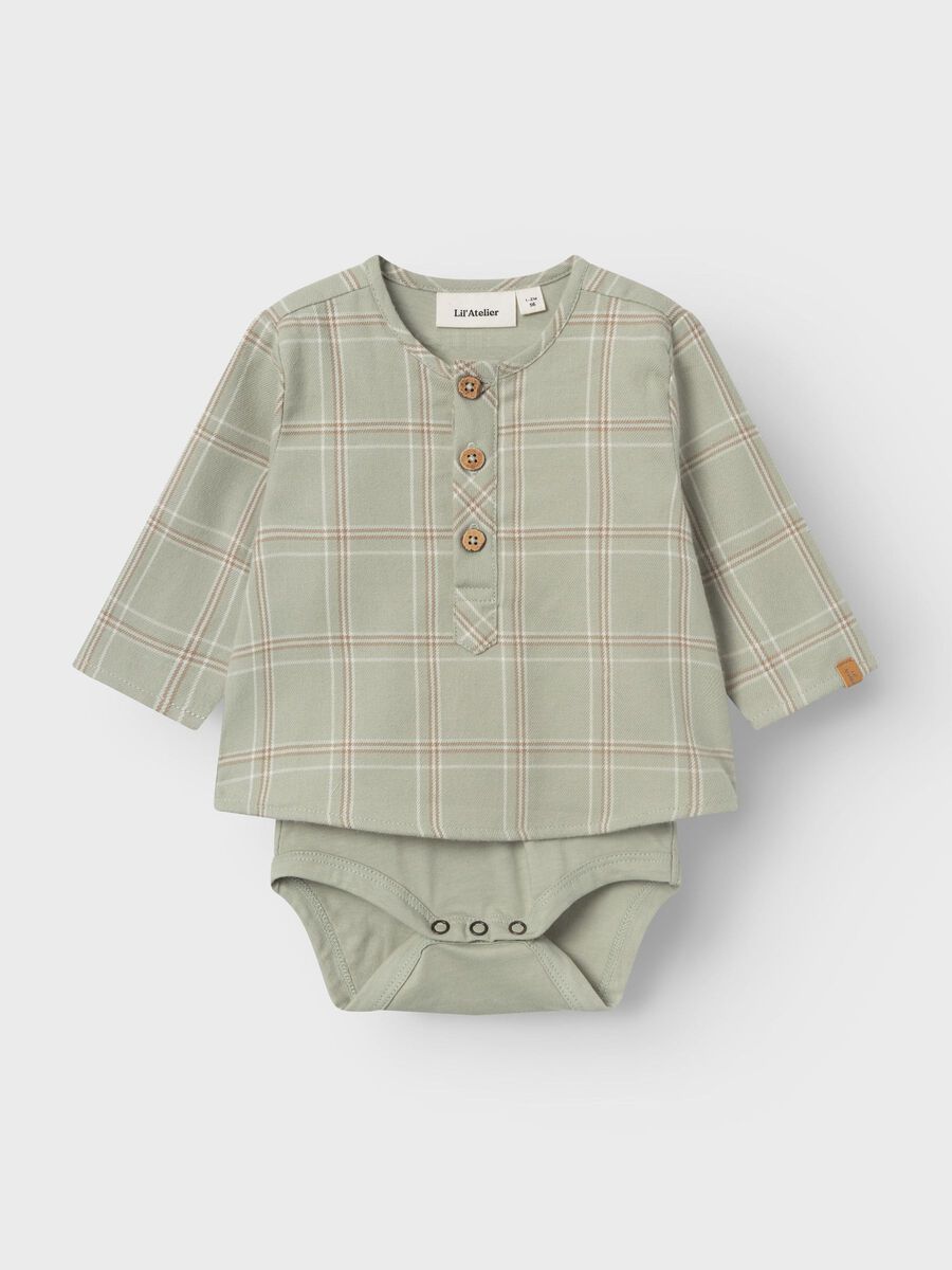 LIL' ATELIER BABY ORGANIC COTTON SHIRT - 13234275_Seagrass - Lille Univers