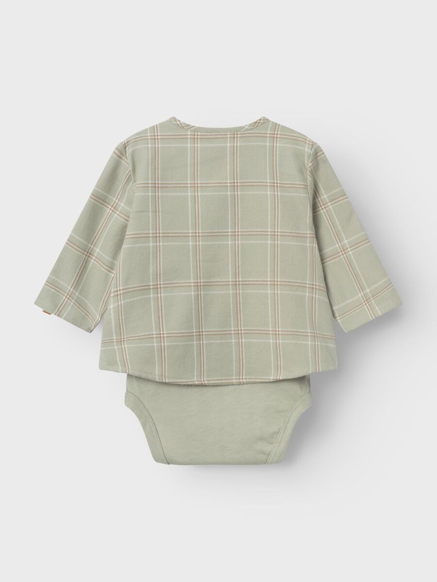 LIL' ATELIER BABY ORGANIC COTTON SHIRT - 13234275_Seagrass - Lille Univers