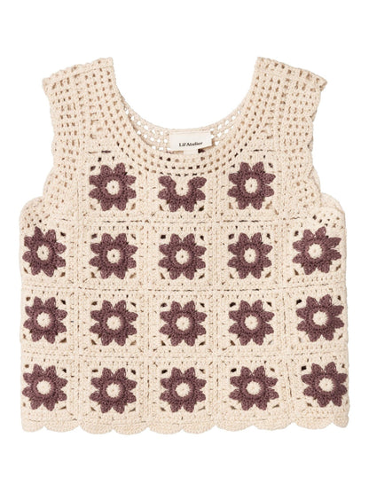 LIL' ATELIER MINI LOOSE FIT KNITTED VEST - 13233778_Birch - 1 - Lille Univers