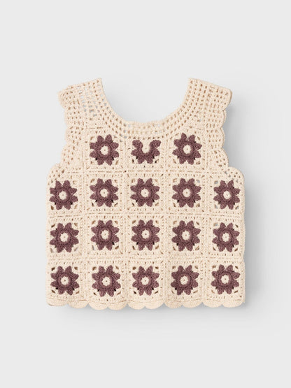 LIL' ATELIER MINI LOOSE FIT KNITTED VEST - 13233778_Birch - 1 - Lille Univers