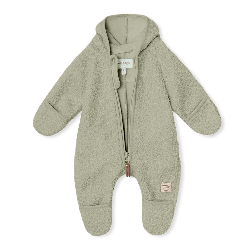 MINI A TURE ADEL TEDDYFLEECE JUMPSUIT. VERT - ADEL JUMPSUIT_7530VERT - Lille Univers