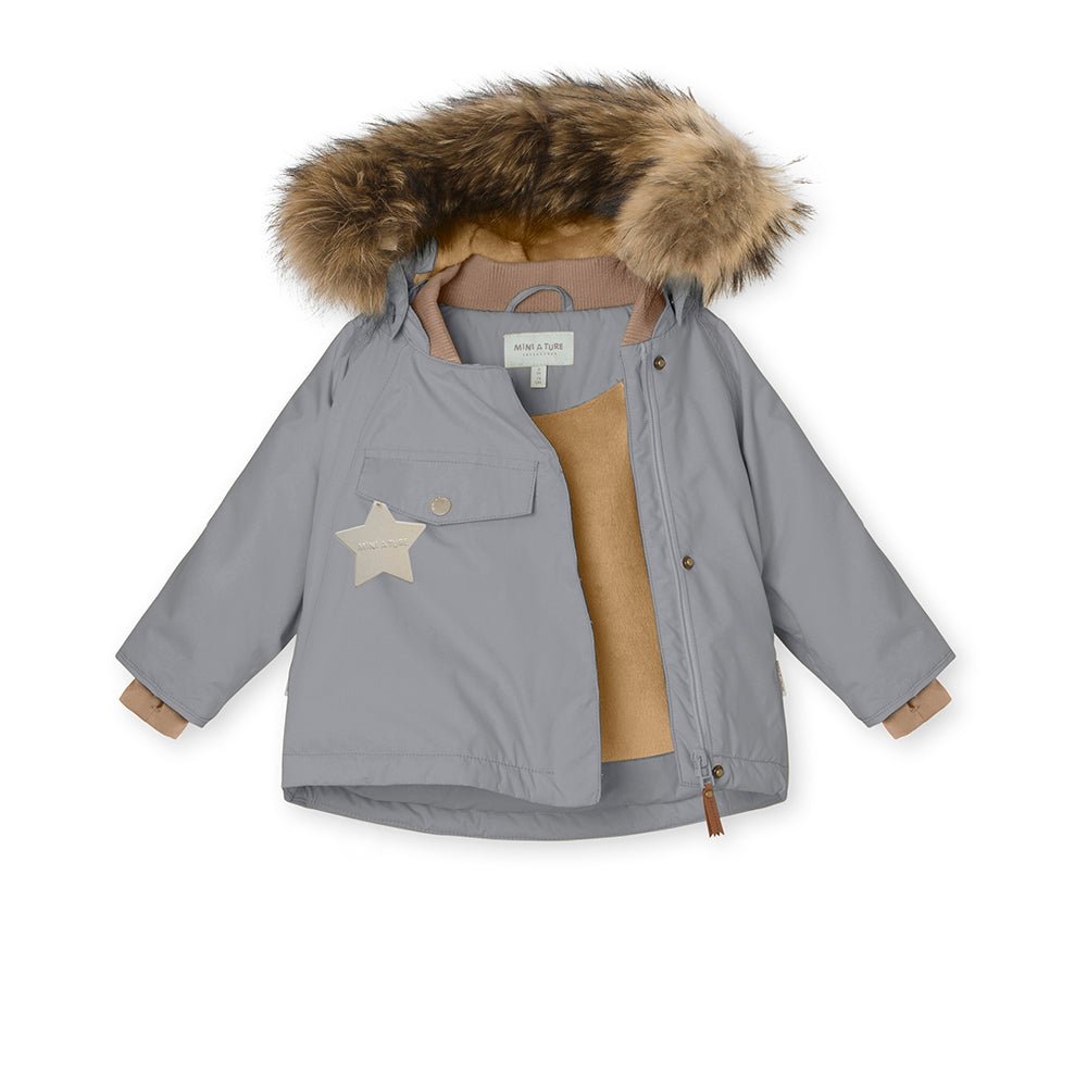 MINI A TURE MATWANG FLEECE LINED WINTER JACKET FUR. GRS Monument blue - MATWANG7530 - Lille Univers