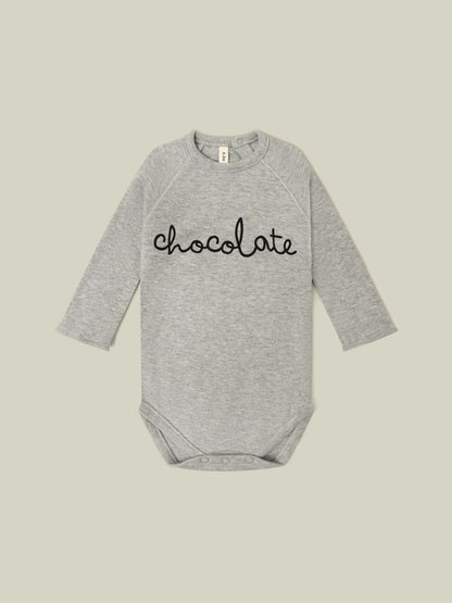 Organic Zoo Grey Melange CHOCOLATE Bodysuit - GBCH - 1 - Lille Univers