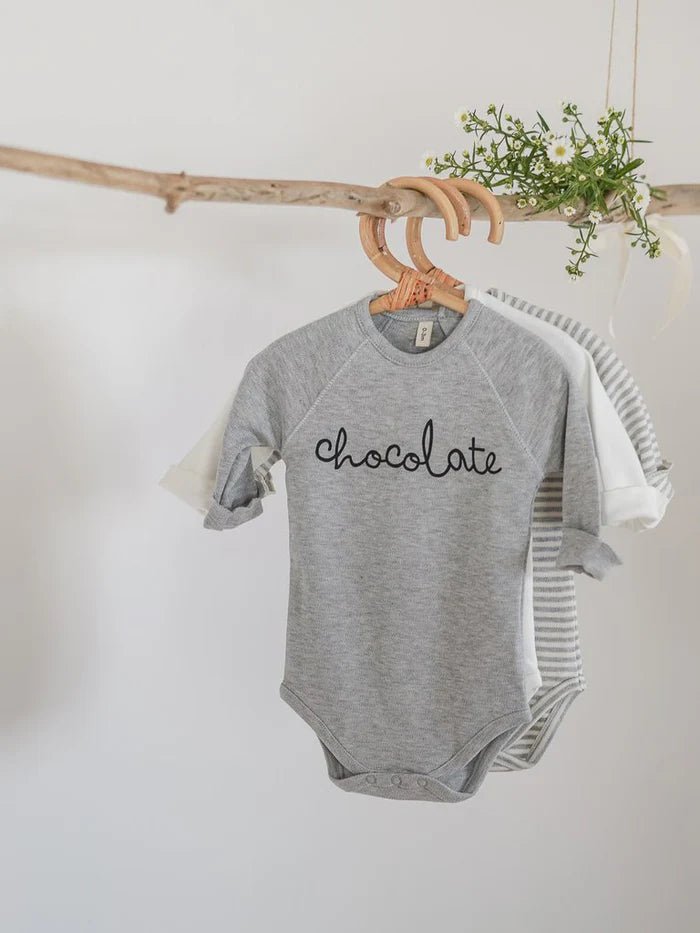 Organic Zoo Grey Melange CHOCOLATE Bodysuit - GBCH - 1 - Lille Univers