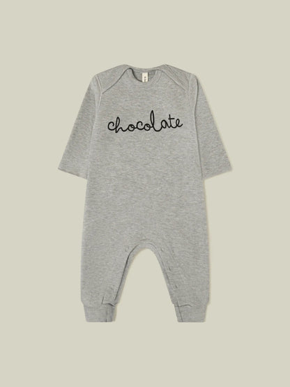 Organic Zoo Grey Melange CHOCOLATE Playsuit - GPLCH - 1 - Lille Univers