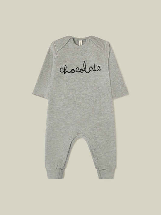 Organic Zoo Grey Melange CHOCOLATE Playsuit - GPLCH - 1 - Lille Univers