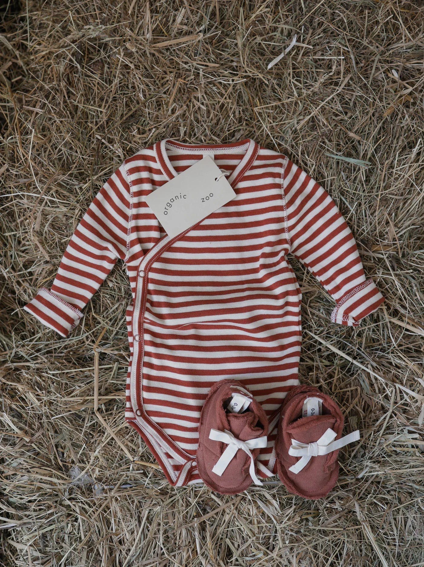 Organic Zoo Paprika Stripes Wrap Bodysuit - 15WOBPST - 1 - Lille Univers