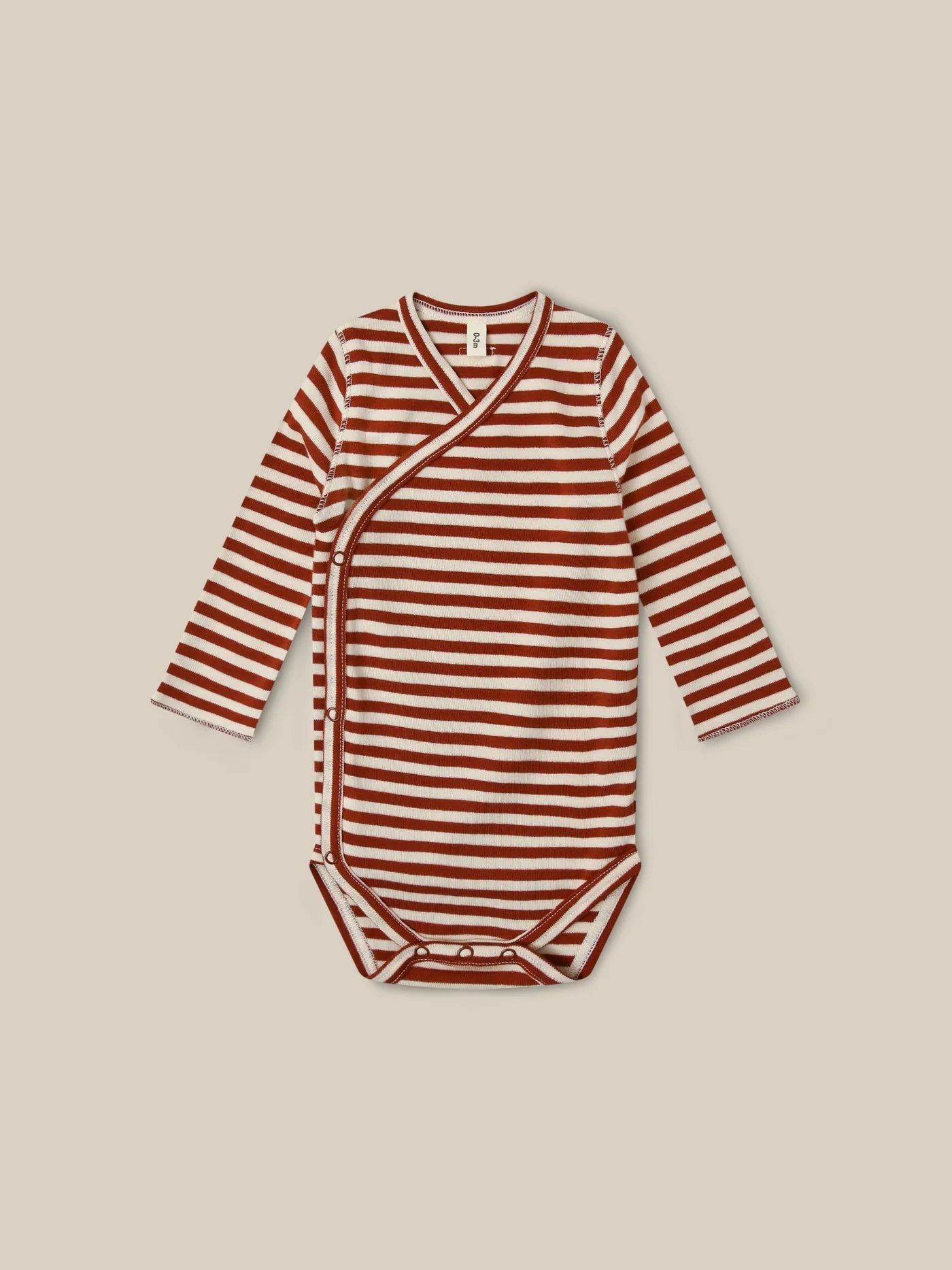 Organic Zoo Paprika Stripes Wrap Bodysuit - 15WOBPST - 1 - Lille Univers