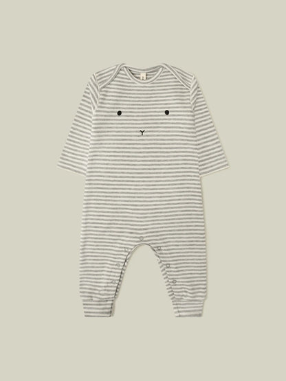 Organic Zoo Stripy BUNNY Playsuit - SPLBU - 1 - Lille Univers