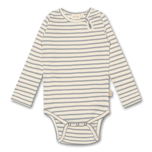 Petit Piao Striped Long Sleeve Bodysuit in Organic Cotton Modal-PP301 - Lille Univers