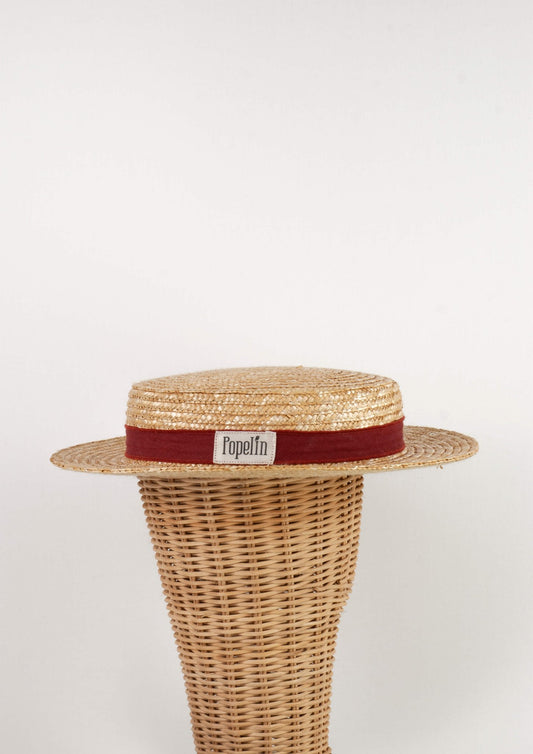 Popelin Earth red natural straw hat-Mod.39.2 - Lille Univers