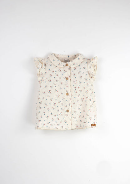 Popelin Floral sleeveless shirt with frills-Mod.6.4 - Lille Univers