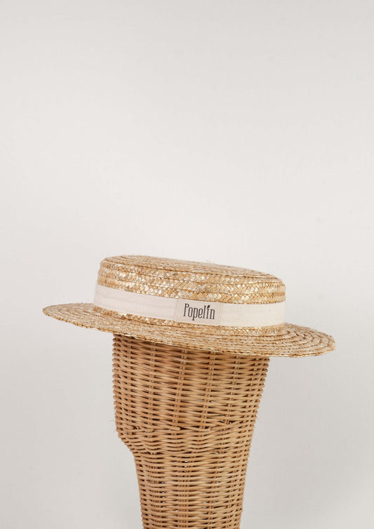 Popelin Off-white Natural straw hat-Mod.39.1 - Lille Univers