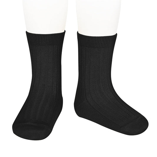 Condor Basic rib short socks BLACK-20164_900 - Lille Univers
