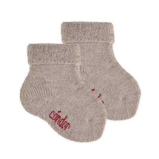 Condor Merino wool-blend terry short socks w/folded cuff NOUGAT-12333_901 - Lille Univers