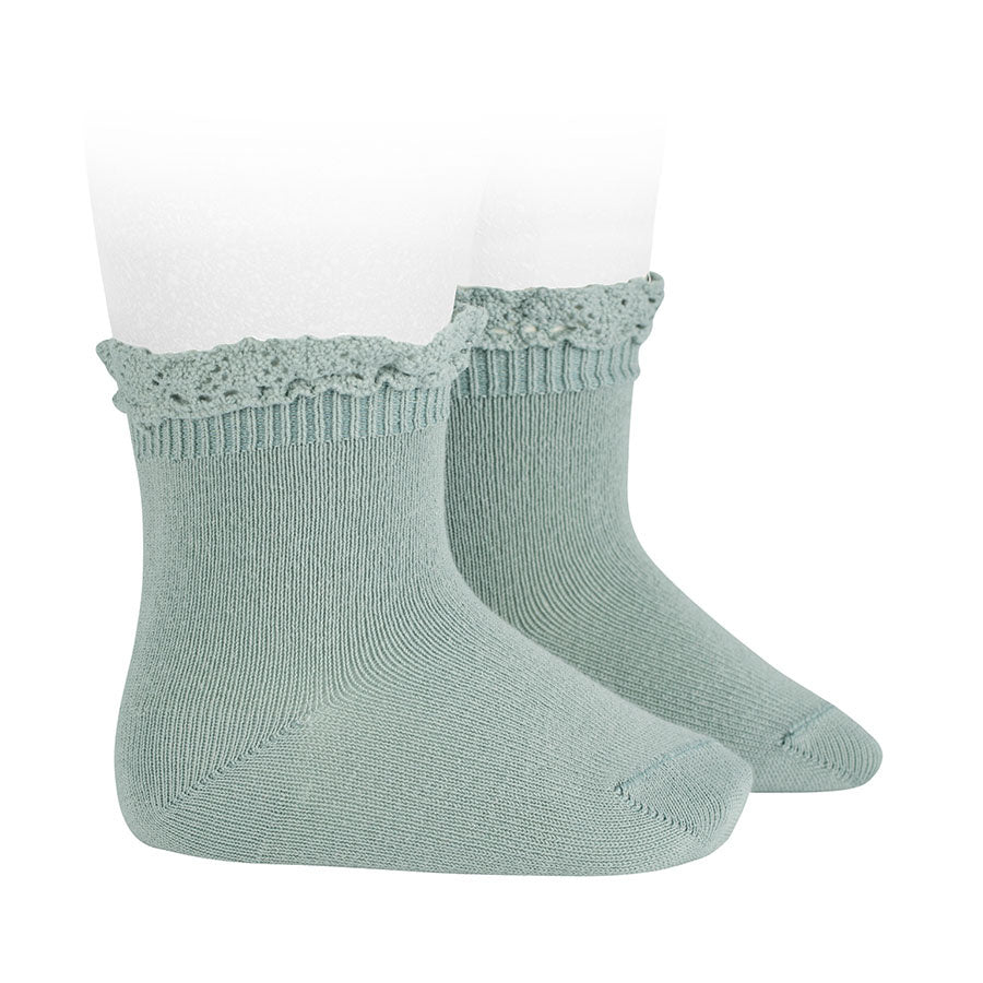 Condor Short socks with lace edging cuff DRY GREEN-24094_756 - Lille Univers