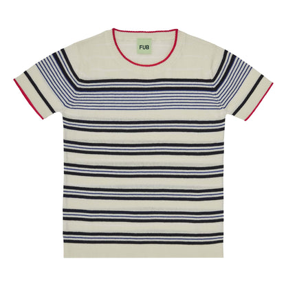 Fub Striped T-shirt, ecru/dark navy - 0123ss - ecrudarknavy - Lille Univers