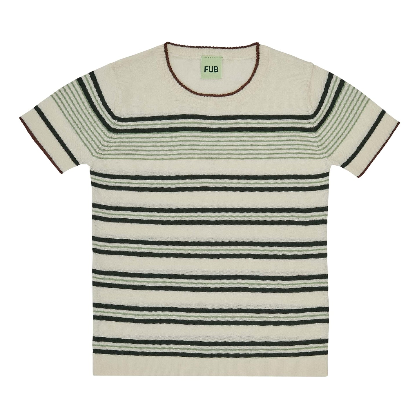 Fub Striped T-shirt, ecru/deep green- - Lille Univers