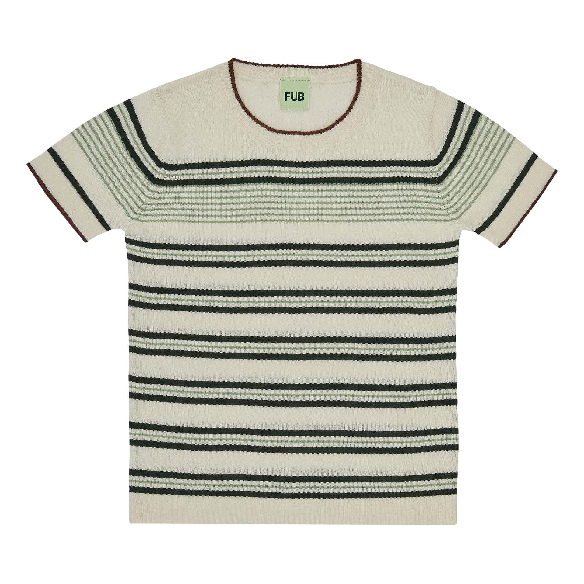 Fub Striped T-shirt, ecru/deep green- - Lille Univers