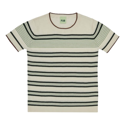 Fub Striped T-shirt, ecru/deep green- - Lille Univers