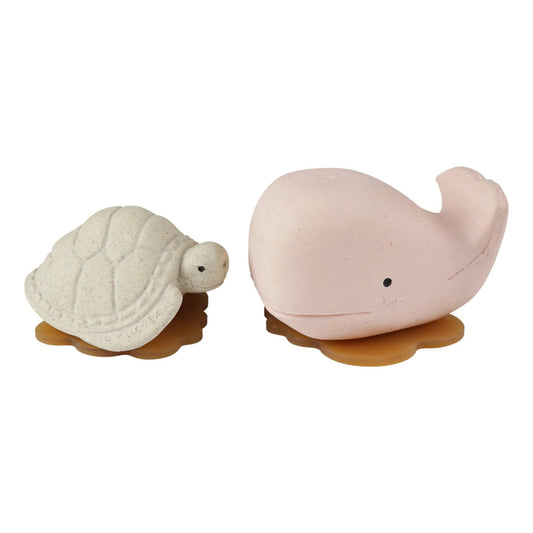 HEVEA SQUEEZE'N'SPLASH WHALE & TURTLE BATH TOYS GIFT SET-Whale&turtle giftset - Lille Univers