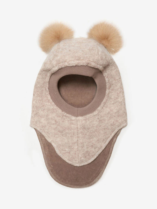 HUTTEliHUT - Balaclava W. Alpaca Pompoms camel