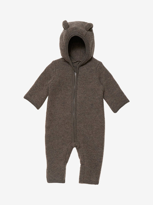 HUTTEliHUT - Pram Suit Ears Soft Wool Cocoa Brown