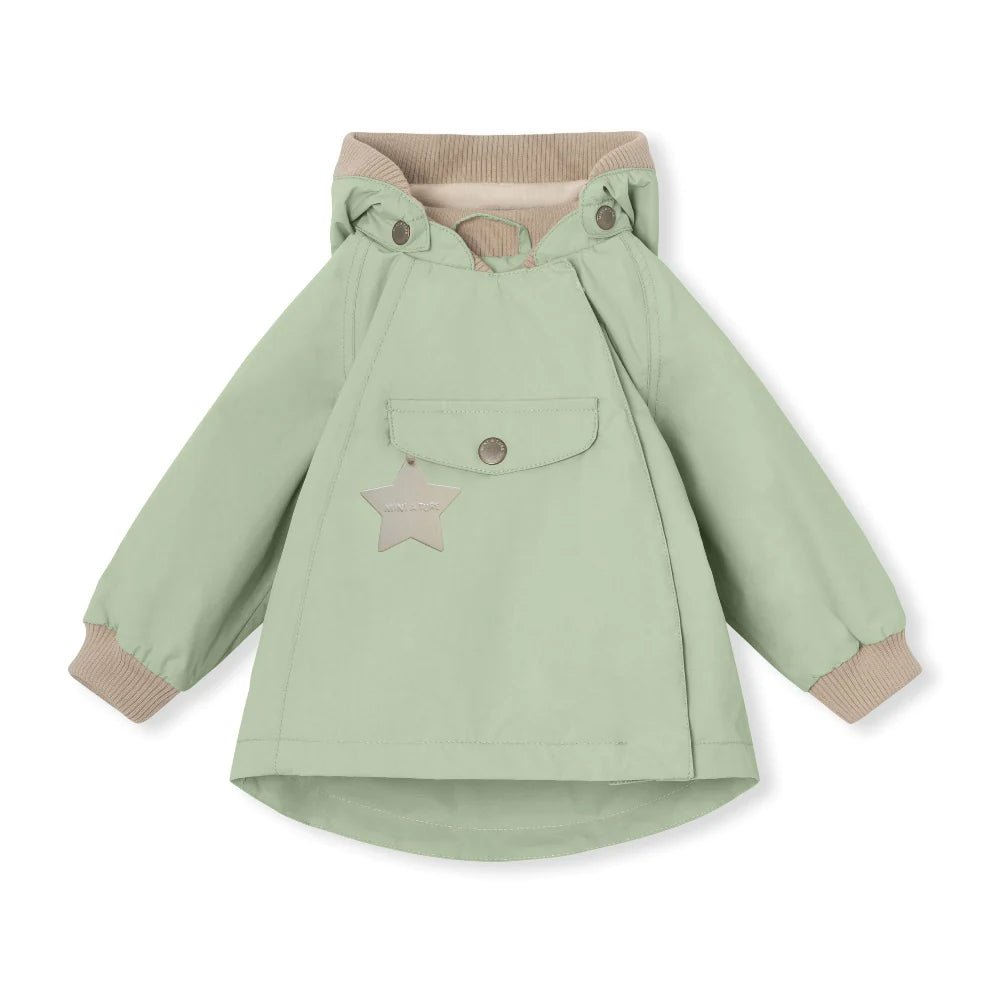 MINI A TURE MATWAI fleece lined spring jacket. GRS. Dusty light green-MATWAI8710 - Lille Univers