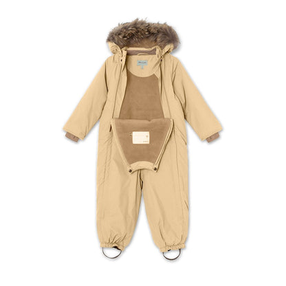 MINI A TURE MATWISTI FLEECE LINED SNOWSUIT FUR. GRS Semolina sand