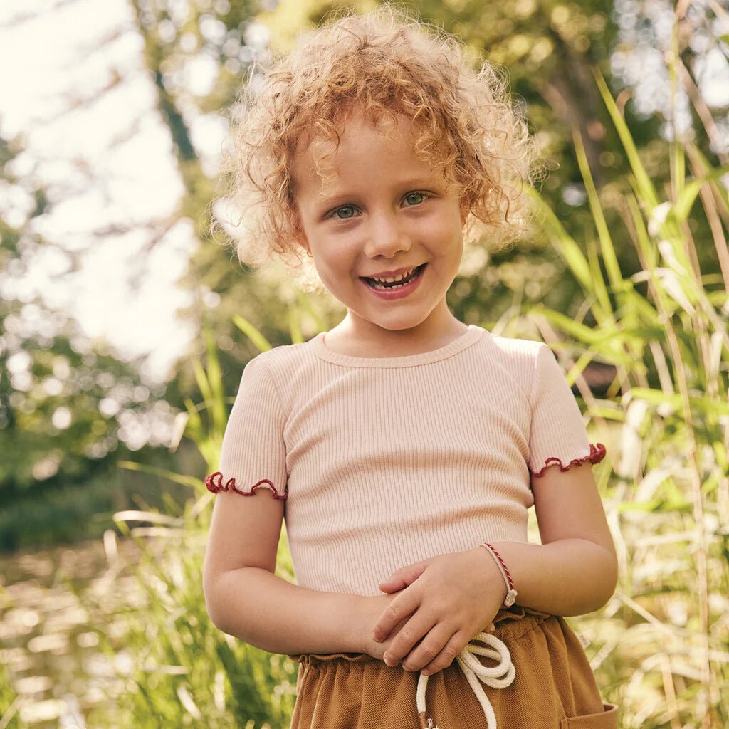 MINIMALISMA Silk T-shirt Blomst 2-6Y Sweet Rose Poppy Contrast-279_SweetRosePoppyContrast - Lille Univers