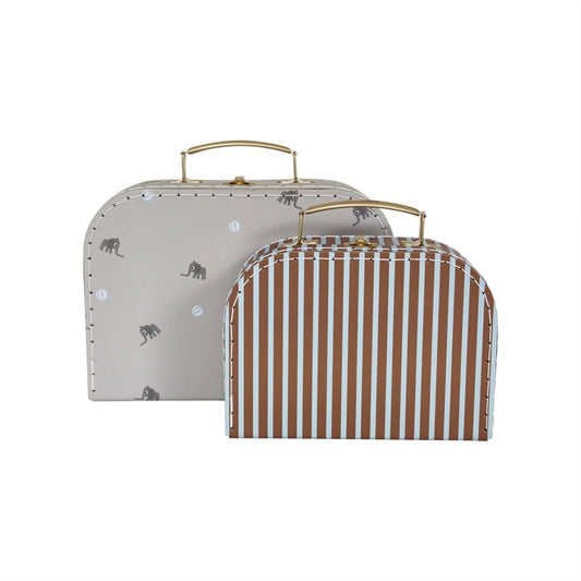 OYOY MINI Mini Suitcase Elephant &amp; Stripe - Set of 2