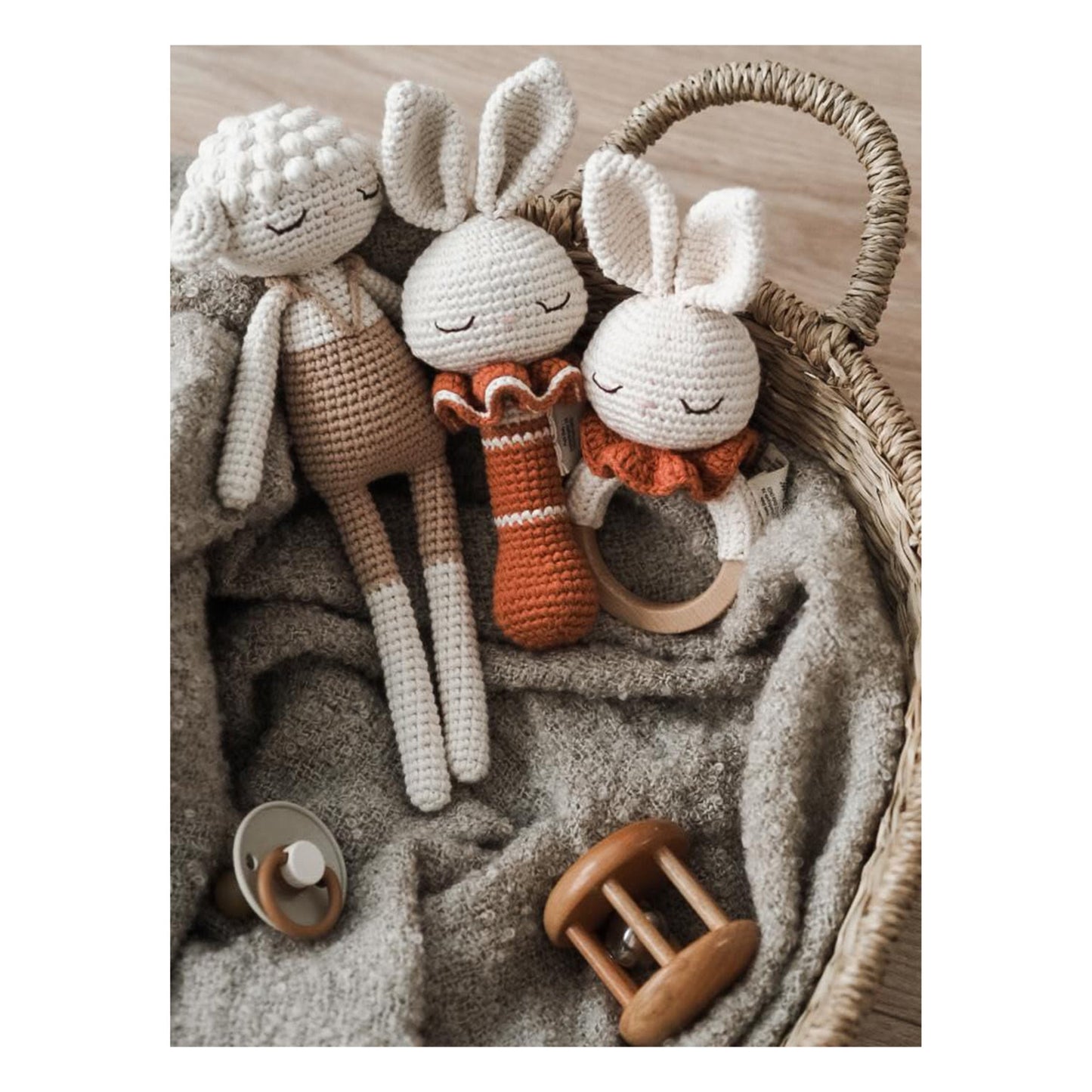 Patti OSLO  Bunny Teething Ring Organic Soft Toys
