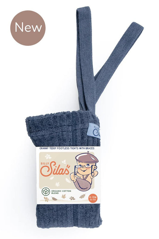 Silly Silas Granny Teddy Steel Blue Blend Footless Tights-TGFSBLUE_COTTONBLEND - Lille Univers