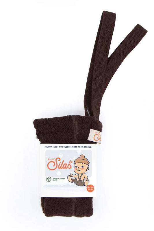 Silly Silas Teddy Chocolate Footless Tights-TFCHOCBR_COTTONBLEND - Lille Univers